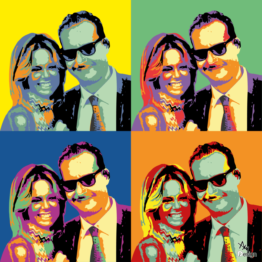 Avvocato Guido Sola e Elena Lenzini-Ritratto pop art AM Design
