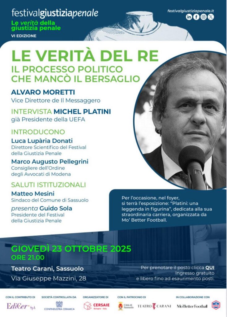 LOCANDINA Evento 23 ottobre Le verità del re. Intervista a Michel Platini