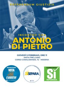 EVENTO 5 FEBBRAIO INCONTRO CON DI PIETRO E COMITATI REFERENDUM GIUSTIZIA
