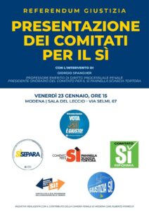 Locandina presentazione dei comitati per il si al referendum giustizia