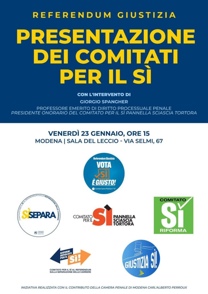 Locandina presentazione dei comitati per il si al referendum giustizia
