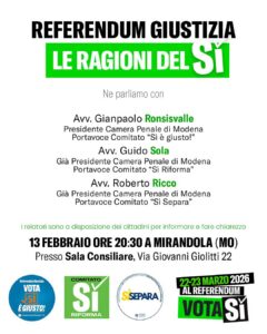 EVENTO 13 FEBBRAIO REFERENDUM GIUSTIZIA LE RAGIONI DEL SI