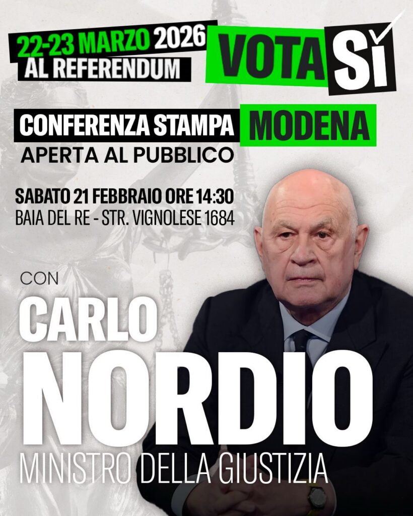EVENTO 21 FEBBRAIO CONFERENZA STAMPA A MODENA CON IL MINISTRO DELLA GIUSTIZIA