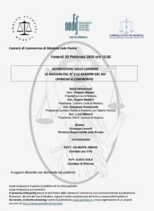 Evento 20 febbraio separazione delle carriere le ragioni del si e le ragioni del no opinioni a confronto