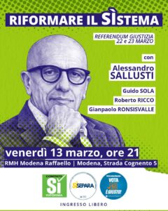 EVENTO 13 MARZO RIFORMARE IL SISTEMA. CONFERENZA CON ALESSANDRO SALLUSTI