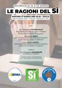 EVENTO 17 MARZO REFERENDUM GIUSTIZIA, LE RAGIONI DEL SI