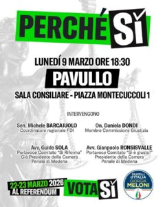 EVENTO 9 MARZO REFERENDUM GIUSTIZIA, PERCHÉ SI