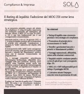 IL RATING DI LEGALITÀ. L'ADOZIONE DEL MOG 231 COME LEVA STRATEGICA
