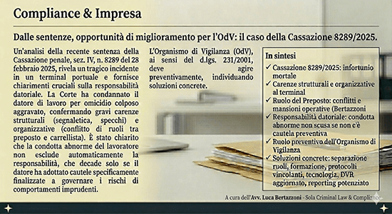 Quando la sentenza diventa oppurtunità di miglioramento-il ruolo dell'odv