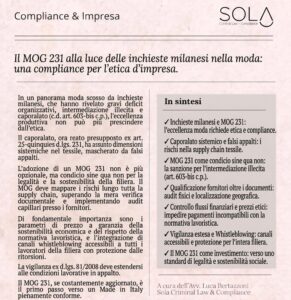 IL MOG 231 ALLA LUCE DELLE INCHIESTE MILANESI NEL SETTORE DELLA MODA