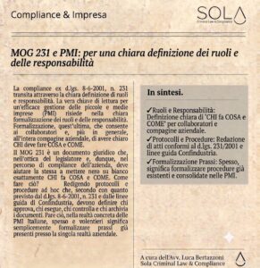 MOG 231 E PMI PER UNA CHIARA DEFINIZIONE DEI RUOLI E DELLE RESPONSABILITÀ