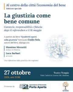 EVENTO 27 OTTOBRE 2026 LA GIUSTIZIA COME BENE COMUNE